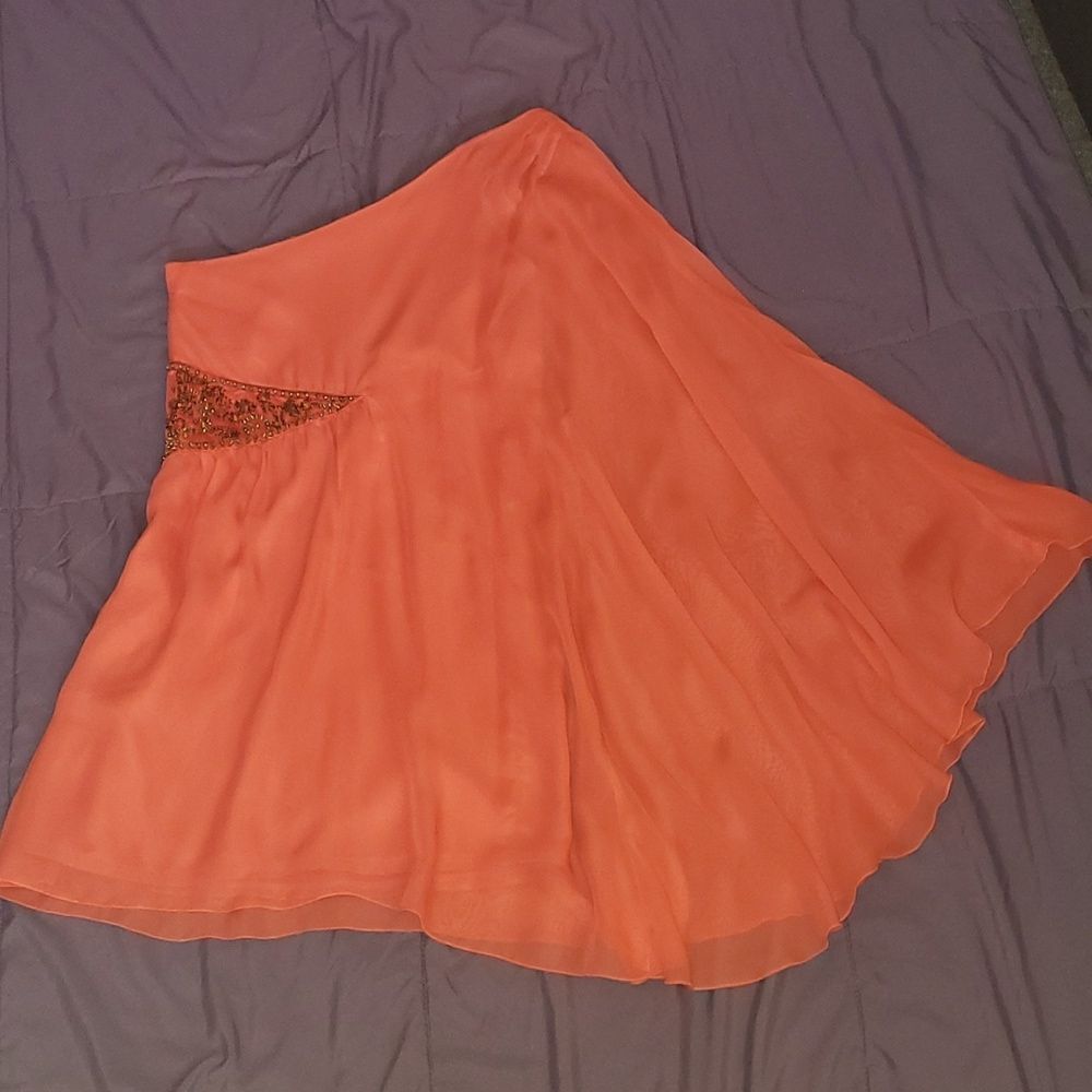 FREE PEOPLE Dancing in the moonlight Beaded dress sz 4 Papaya Coral Chiffon NWOT - Picture 12 of 14